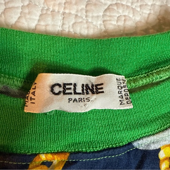 Vintage Celine Navy and Gold Chain Print Top size 40 - Picture 5 of 10